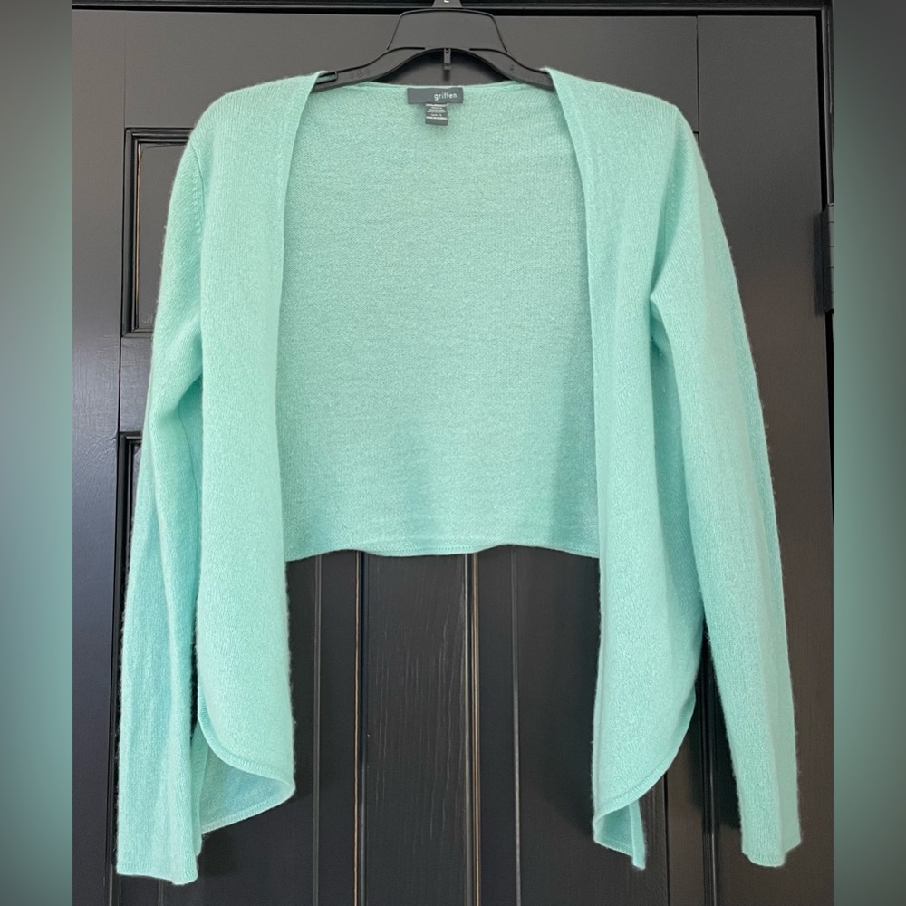 Griffen Cashmere Tie Front Half Sweater